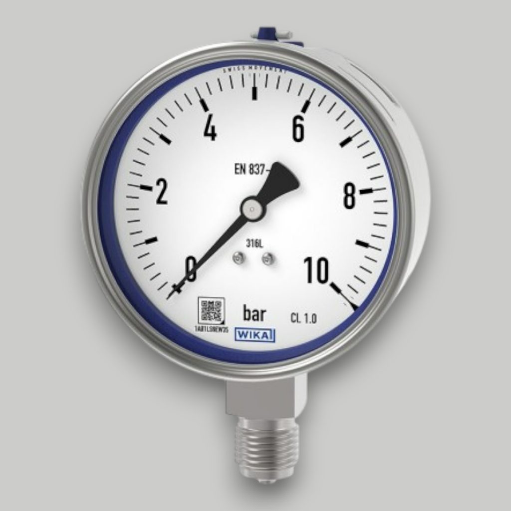 232.50.063 MANOMETRO  2 1/2"  1/4" NPT RANGO 0-7 bar  0-100PSI MARCA WIKA.